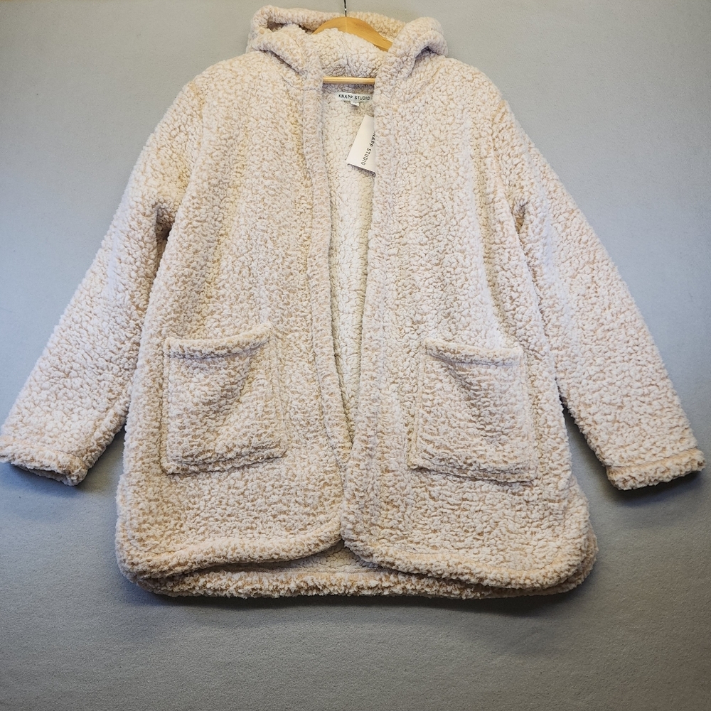 Knapp Studio Sherpa Hooded Cardigan 2XL NWT Cozycore Neutral‎ Teddy Shacket